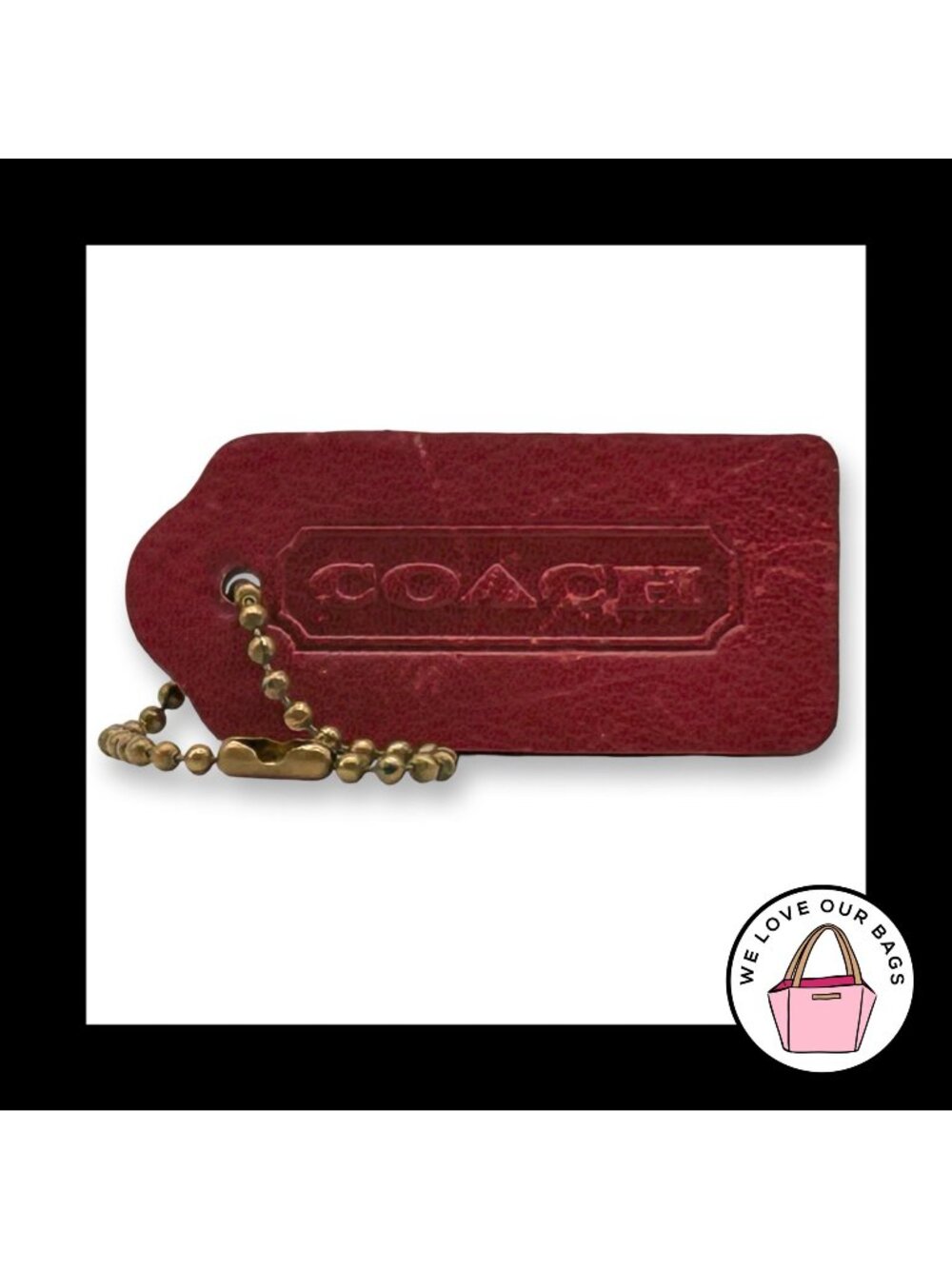 COACH VINTAGE DOUBLESIDED Red HangTag Bag Charm Keychain Fob Glovetanned Leather